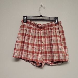 Urban Renewal Red and White Plaid Shorts, Size L